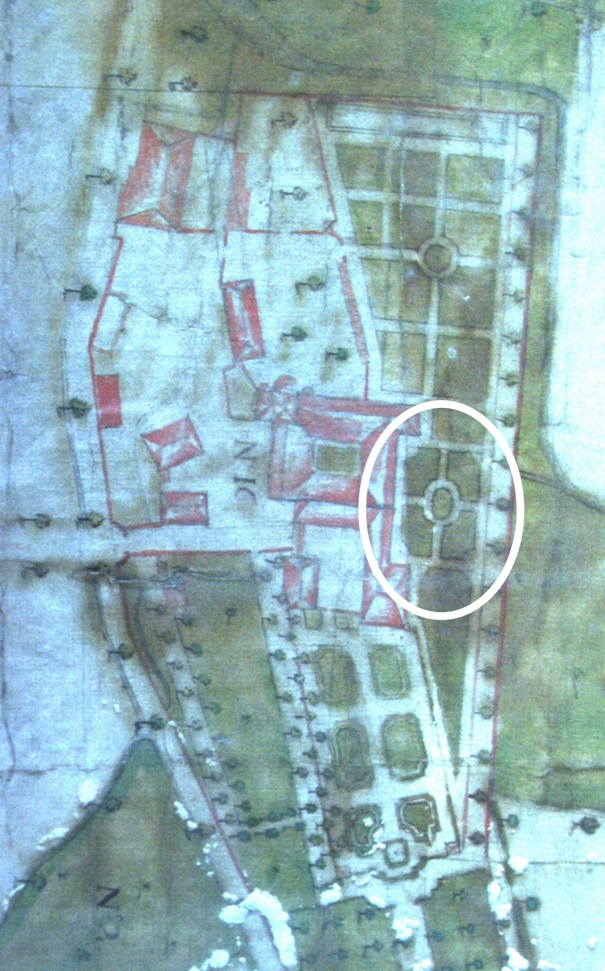 Plan de l'abbaye des Ayes (milieu XVIIIe siècle)