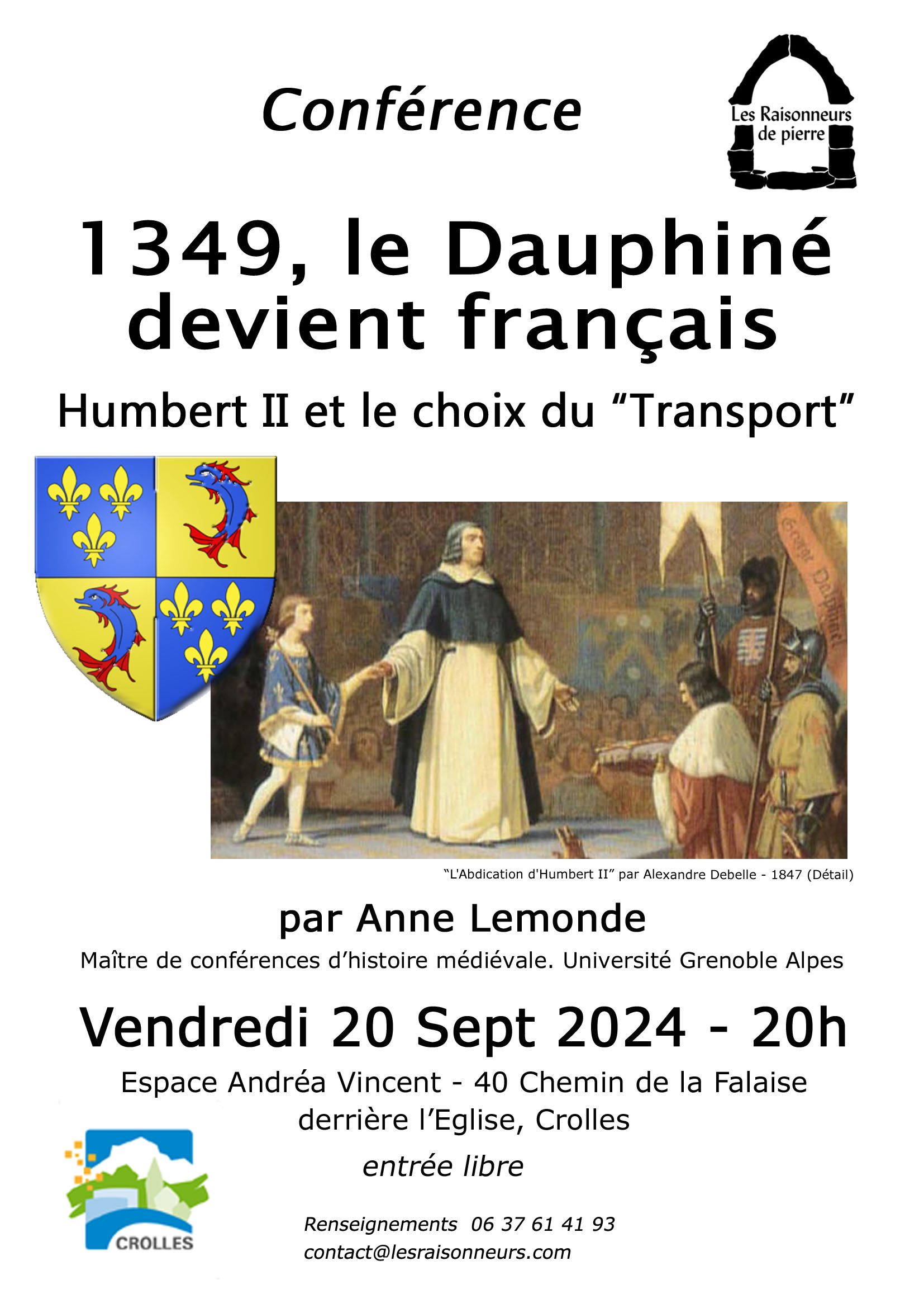 Affiche de la Conférence sur le Rattachement du Dauphiné à la France en 1349